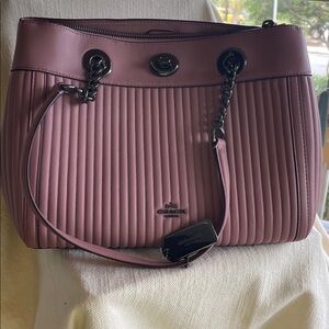Coach Quilted Shoulder Tote in Dusty Rose Pink